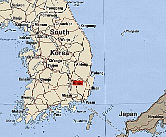 Map of South Korea.