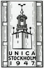 Logo of the 1947 UNICA in Stockholm.