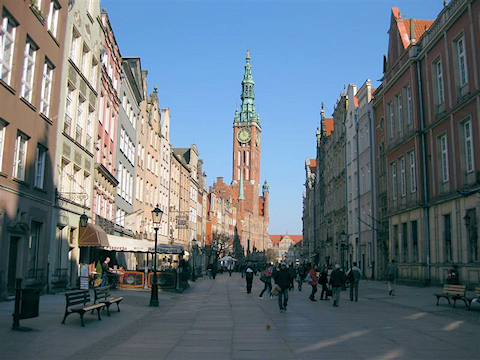 Traffic free street in Gdansk.