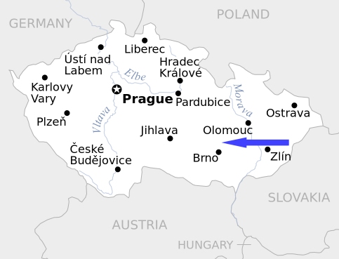 Map showing Blansko in Czech Republic.