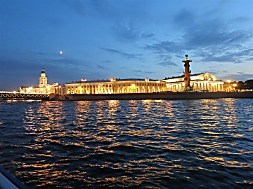 St. Petersburg on the river at night.