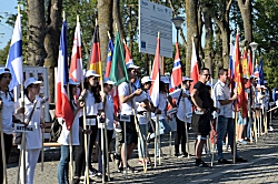 Romanian young people with flags of all nations.