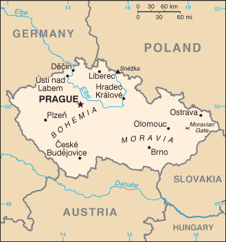 Map of Czech Republic. 