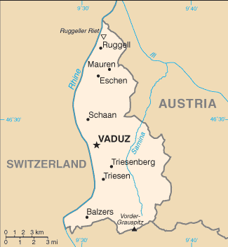 Map of Lichtenstein.